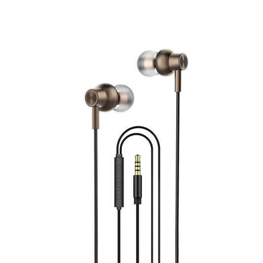 AMAZE A690 Ultra Bass Wired Aux Earphone - Metallic Brown