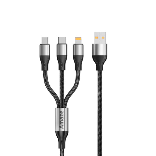 AMAZE A30 USB To 3-In-1 Braided Cable 3.5A 1.2M