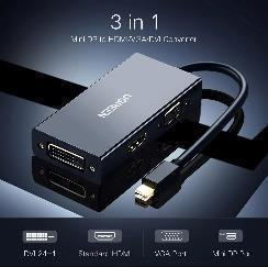 UGREEN 20418 Mini DP To HDMI+VGA+Dvi 3In1 Converter