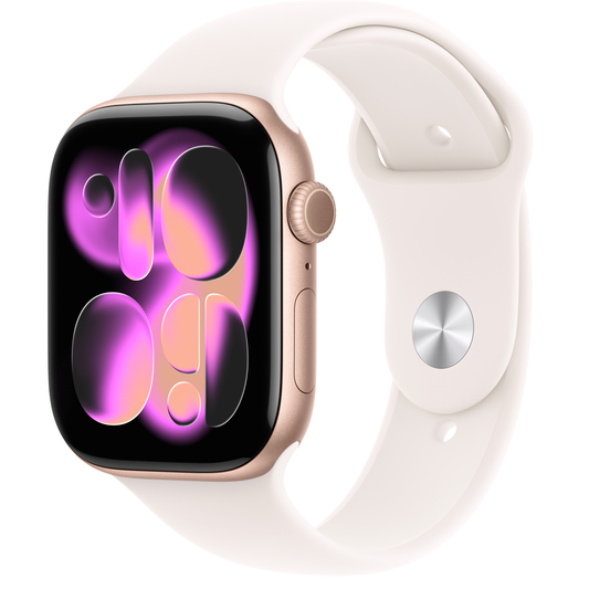 Apple Watch Series 11 GPS 46mm Rose Gold Aluminum Case with Light Blush Sport Band