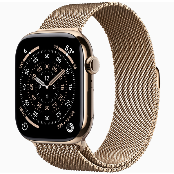 Apple Watch Series 11 GPS + Cellular 46mm Gold Titanium Case with Gold Milanese Loop