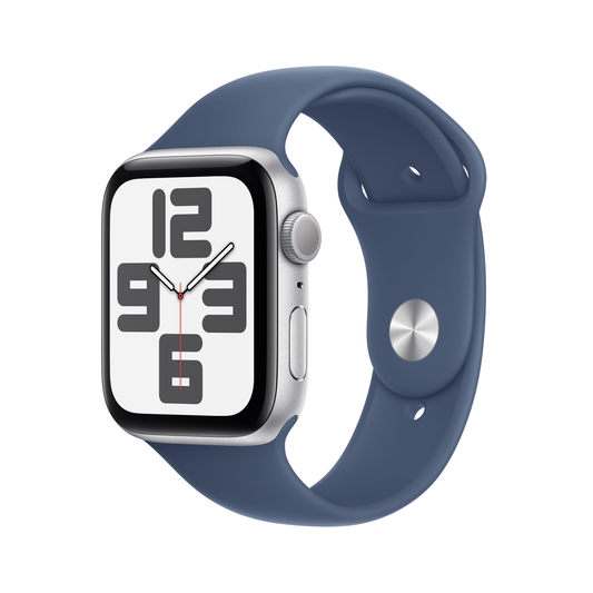 Apple Watch SE (Gen 2) GPS 44mm Silver Aluminum Case with Denim Sport Band